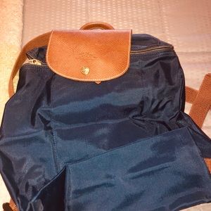 Navy Longchamp backpack. Classic. No marks.
